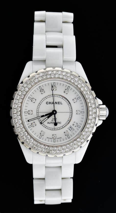 chanel white ceramic watch with diamonds|More.